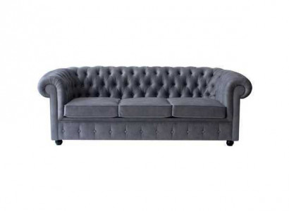 Chesterfield Grauer Dreisitzer Luxus Couch Designer Wohnzimmer Sofa